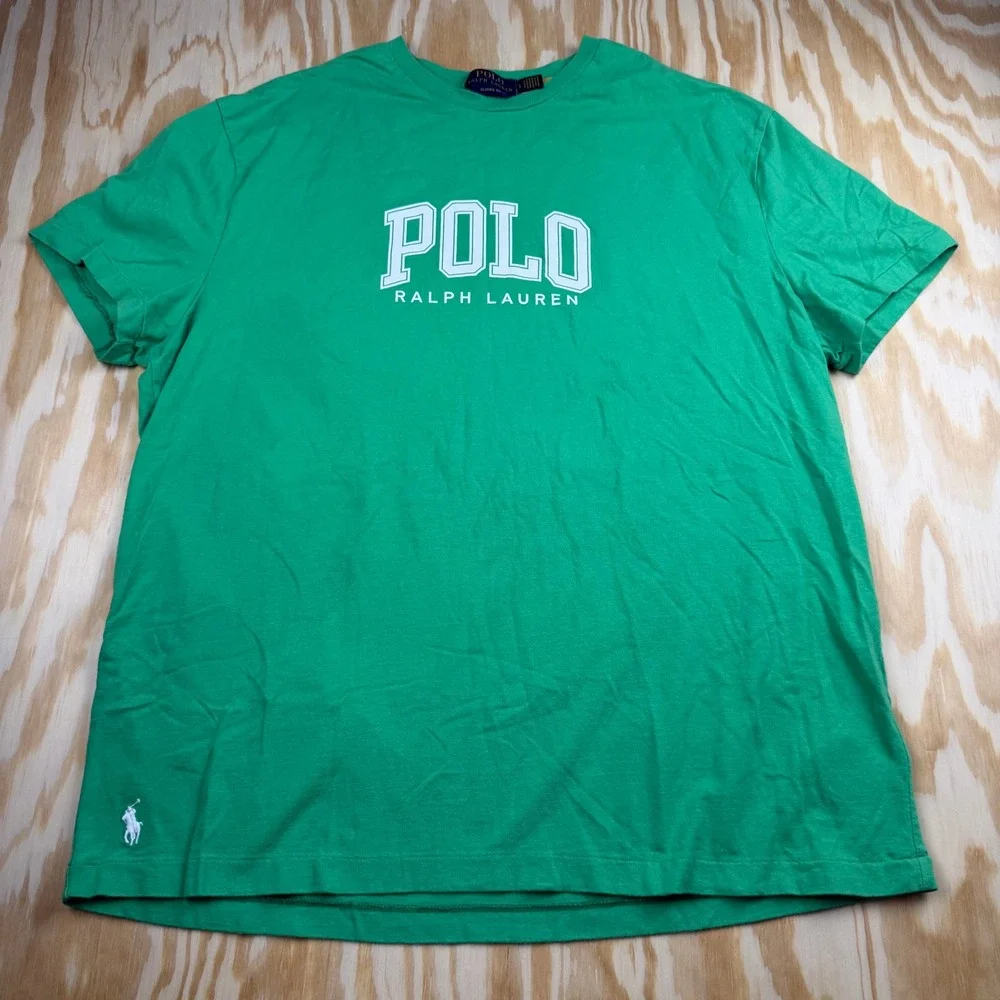 Polo Ralph Lauren Mens Green Classic Fit Logo Graphic T-Shirt Large